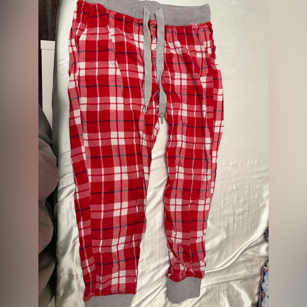 Red Plaid Aerie Pj Jogger Pants